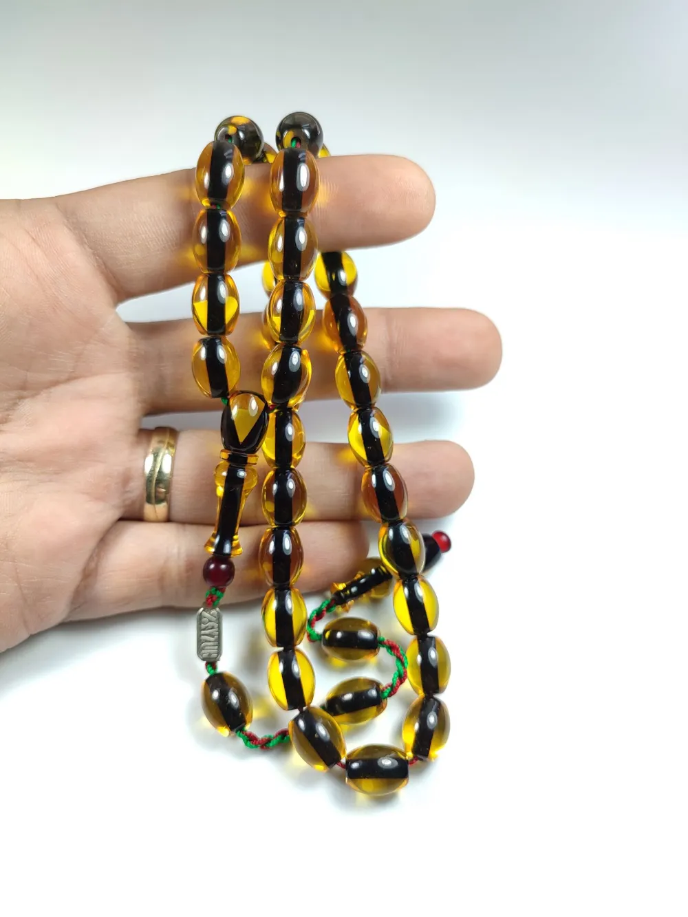 Mahmud Zeyzun Usta İşi̇ İmzalı (İmzası Gümüştür) Sıkma Kehri̇bar küçük resim 5