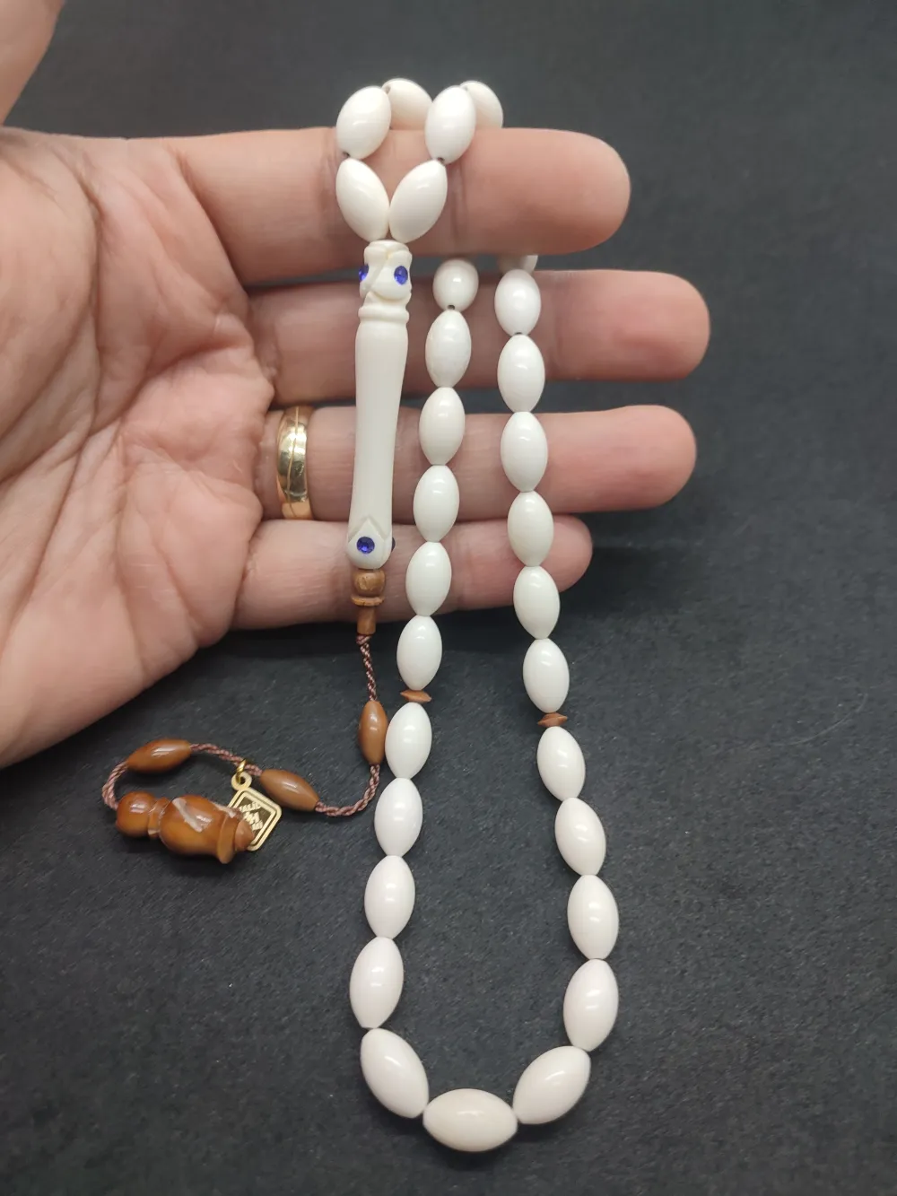 İskeçeli̇ Cemi̇l Usta Eseri̇ Swarovski̇ Taş Çakımlı Kuka Kombi̇nli̇ Deve Kemi̇ği̇ küçük resim 5