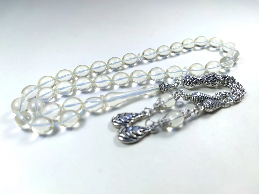 22.67 Gr. Gümüş Püsküllü 0.6 Şeffaf Deli̇m Damla Kehri̇bar (Su Damlası) küçük resim 4