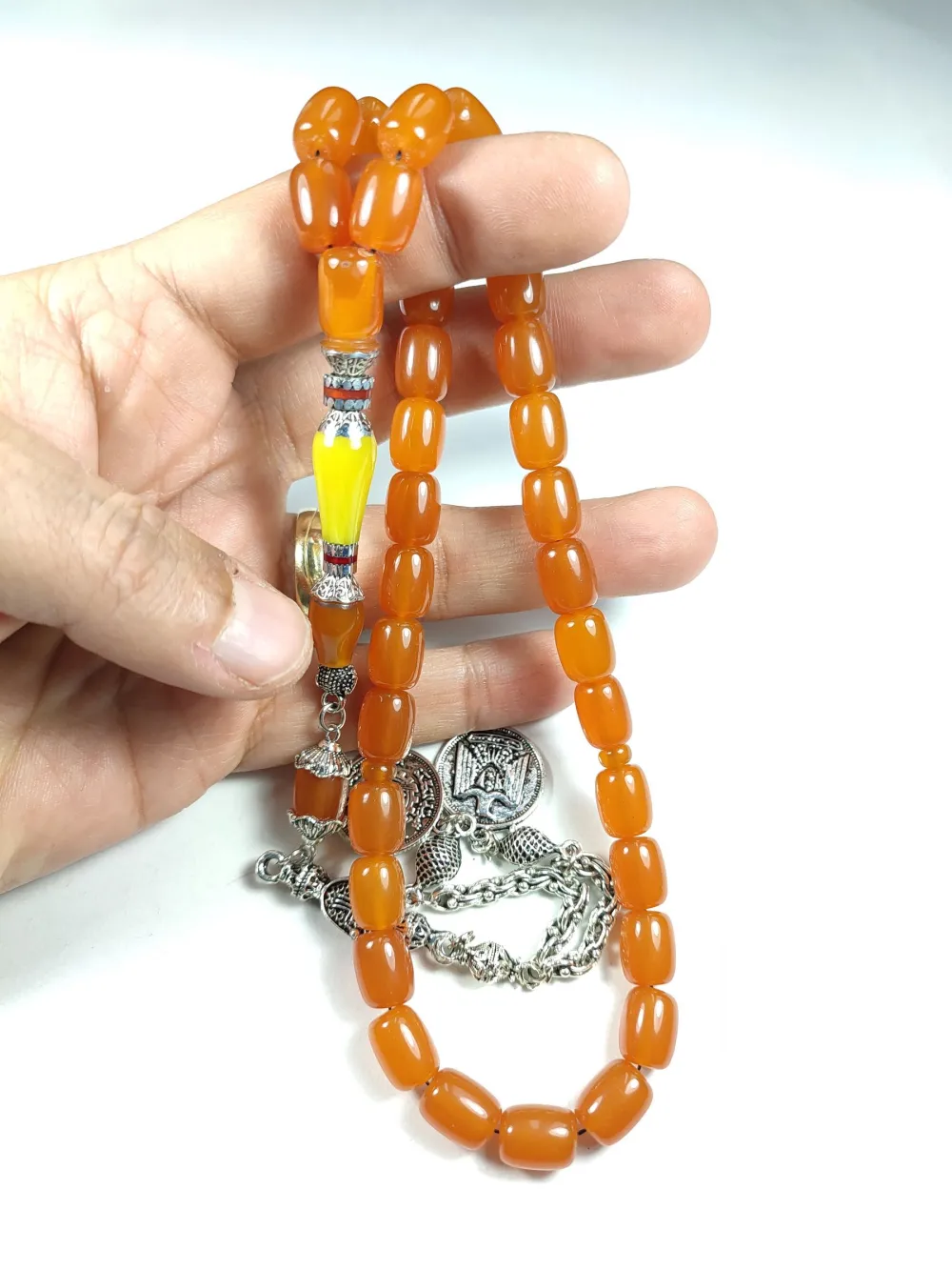 Gümüş Kaplama Püsküllü  Gümüş Nakkaş İmame Sıkma Kehri̇bar küçük resim 5