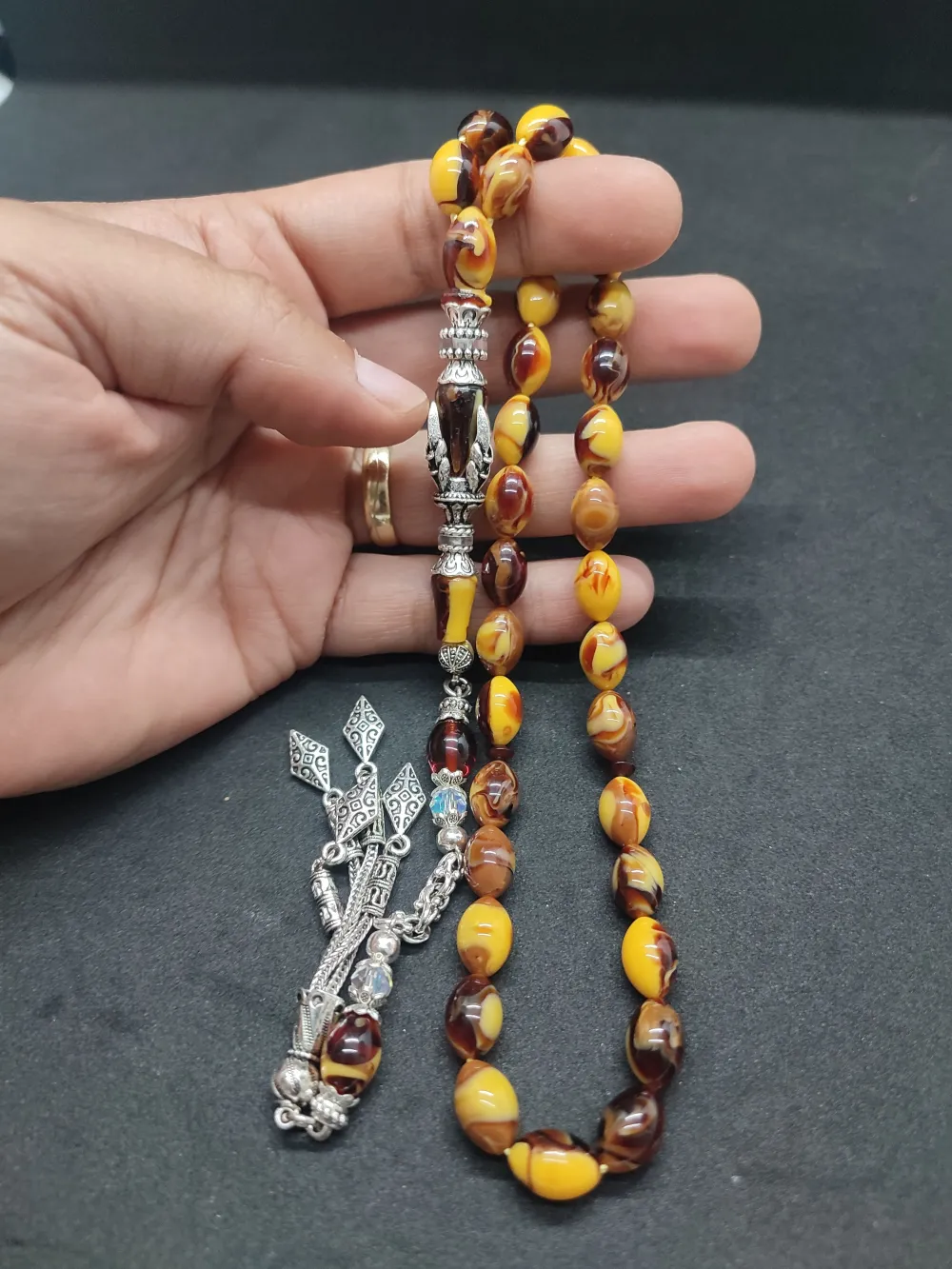 Zeyn Usta Eseri̇ Gümüş Nakkaş İmame Pençe Model Sıkma Kehri̇bar küçük resim 5