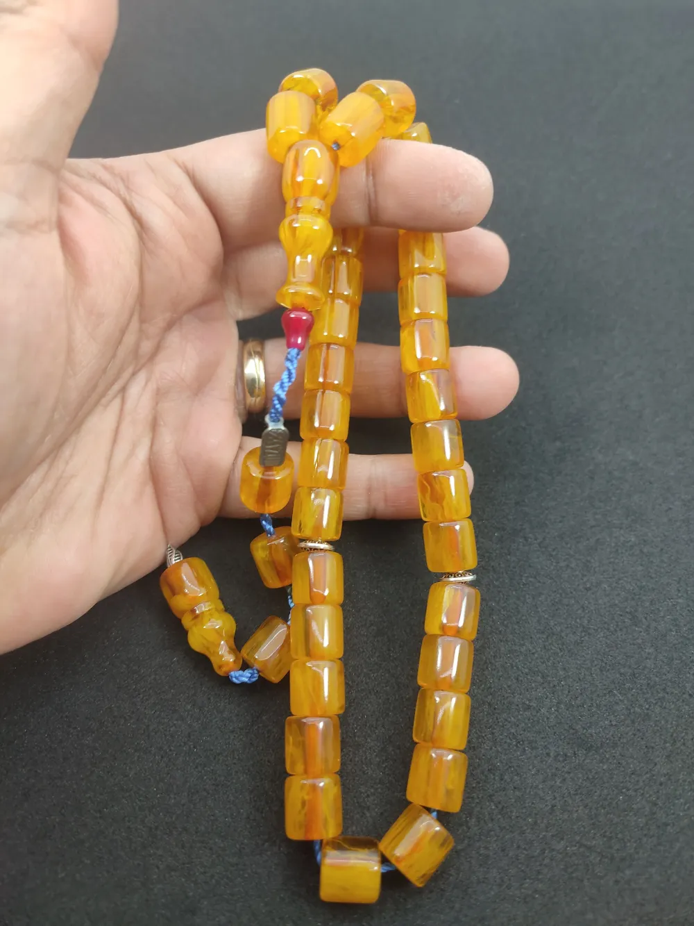 Zeyzun Usta Eseri̇ Di̇k Damar (İmza Çi̇vi̇ Ara Pulları Gümüş) Sıkma Kehri̇bar küçük resim 5