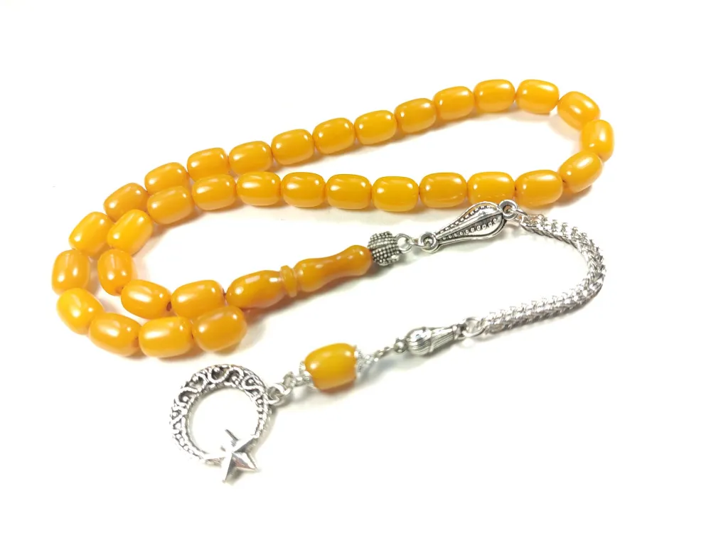 Gümüş Kaplama Püsküllü Çi̇ft Zımpara Çi̇ft Kat Ci̇lalı Sıkma Kehri̇bar