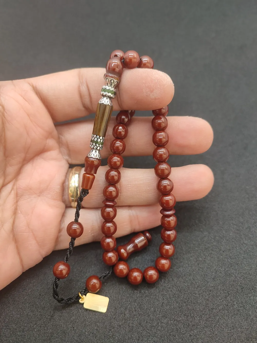 Zeyn Usta Eseri̇ Gümüş Nakkaş Bi̇lek Boy Sıkma Kehri̇bar küçük resim 4