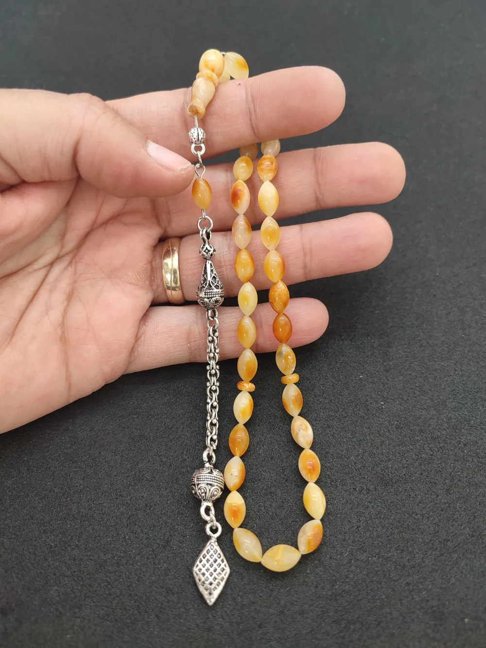 Kaçkar Usta Eseri̇ 9.44 Gr 475 Ayar Gümüş Püsküllü 7,49 Gr Mat Kaya Damla küçük resim 5