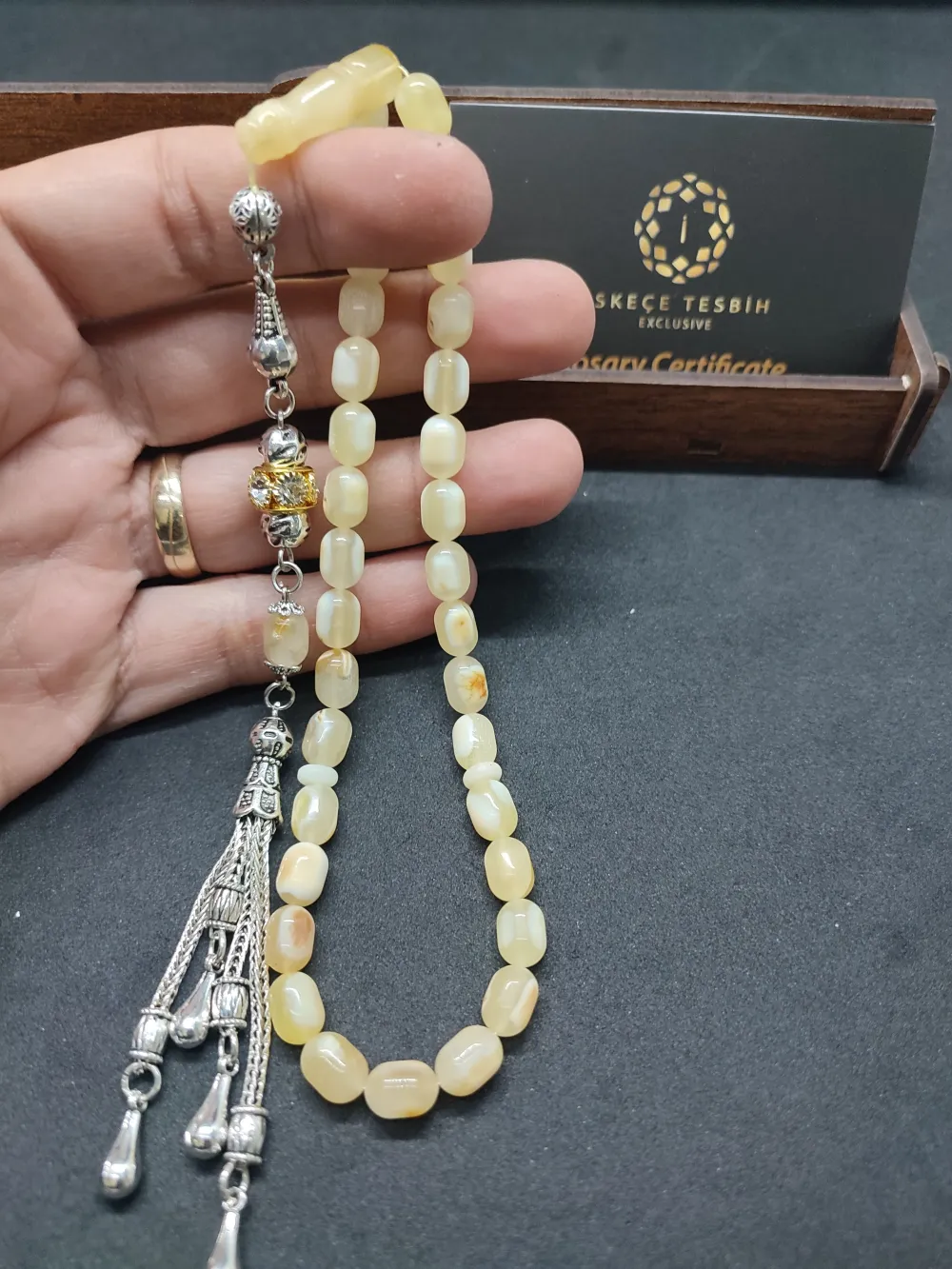 Ahşap Kutulu  6.75 Gr. Gümüş Püsküllü Toprak Fosi̇lli̇ 11.80 Gr. Rus Kaya Damla küçük resim 4