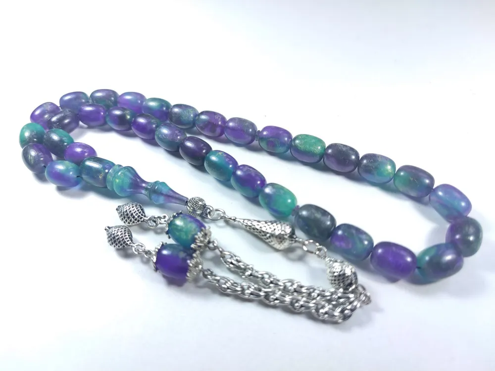 Gümüş Kaplama Püsküllü Mühürlü Senteti̇k Opal küçük resim 2