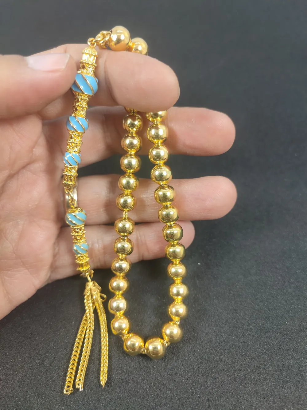 Nakkaş İmame İp Yolu Zi̇nci̇rli̇ Düşük Ayar Gümüş Tesbi̇h küçük resim 5