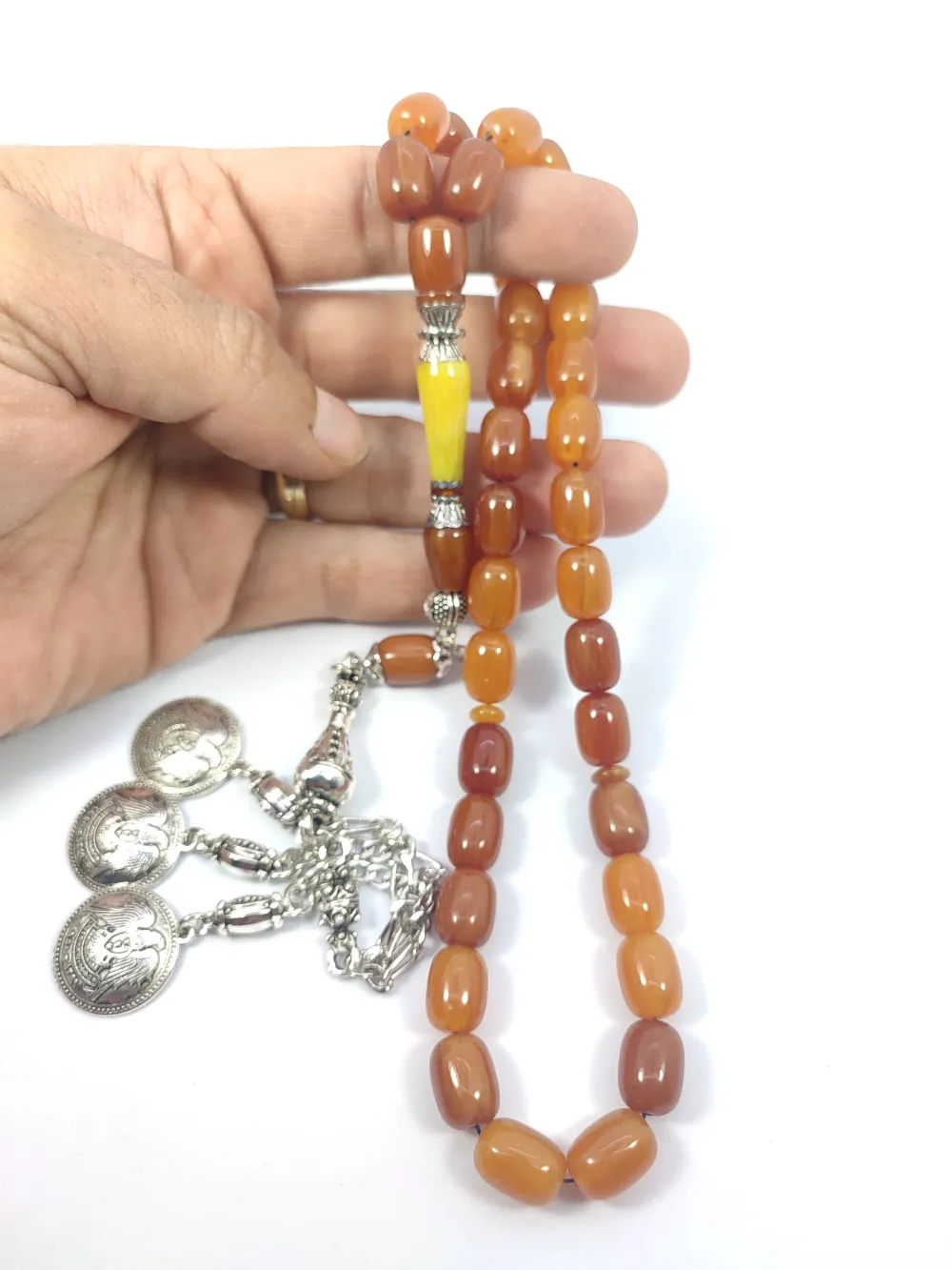 Şevket Alkan Usta İşi̇ 925 Ayar Gümüş Nakkaş İmame  Sıkma Kehri̇bar küçük resim 4