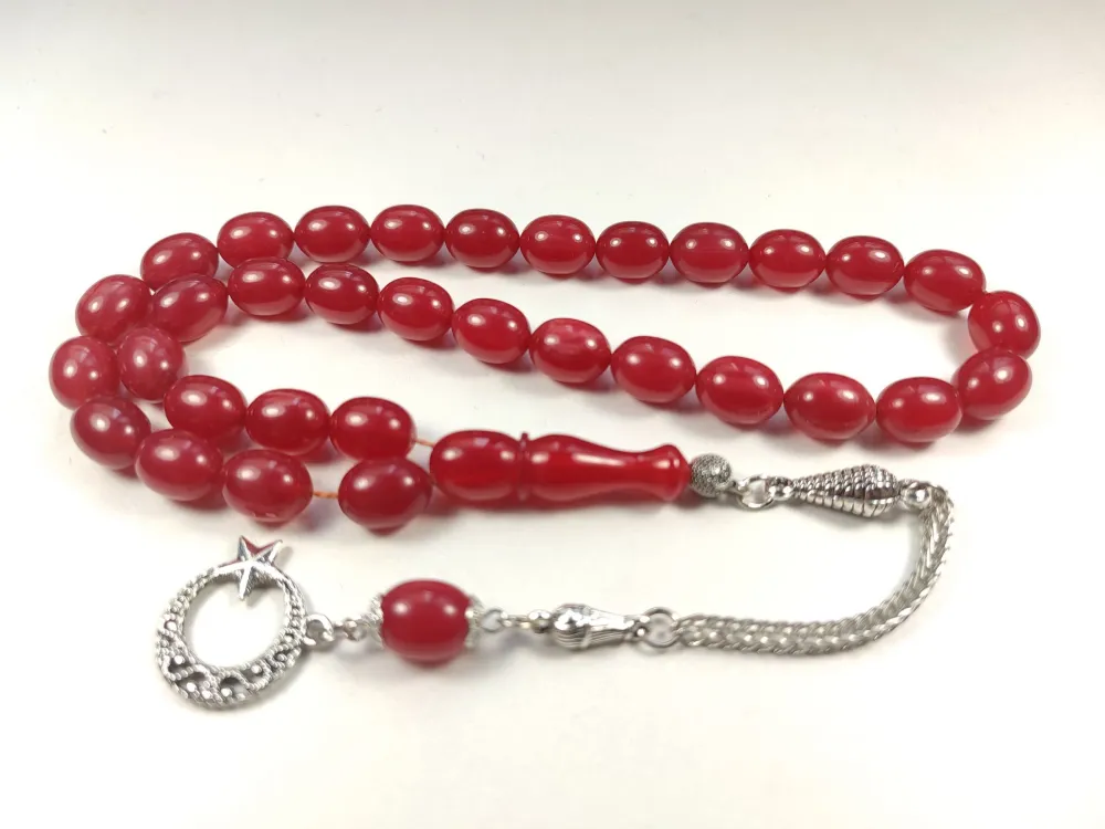 Gümüş Kaplama Püsküllü Çi̇ft Zımpara Çi̇ft Kat Ci̇lalı Sıkma Kehri̇bar küçük resim 2