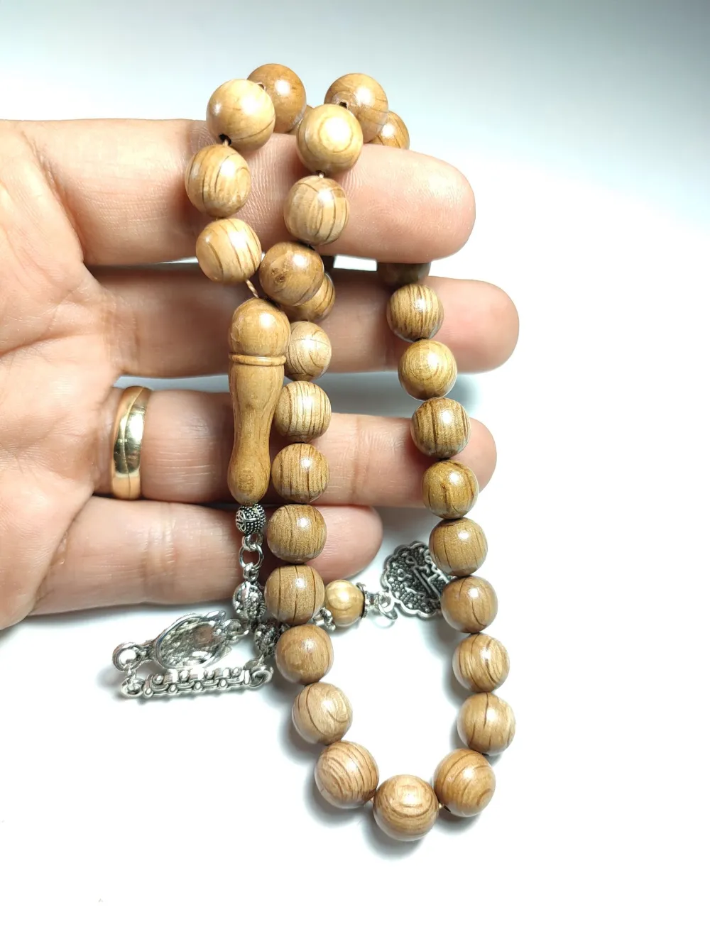 Kurt Başlı Alman Gümüş Püskül Kombi̇nli̇ El Ci̇lalı Gül Ağacı küçük resim 5