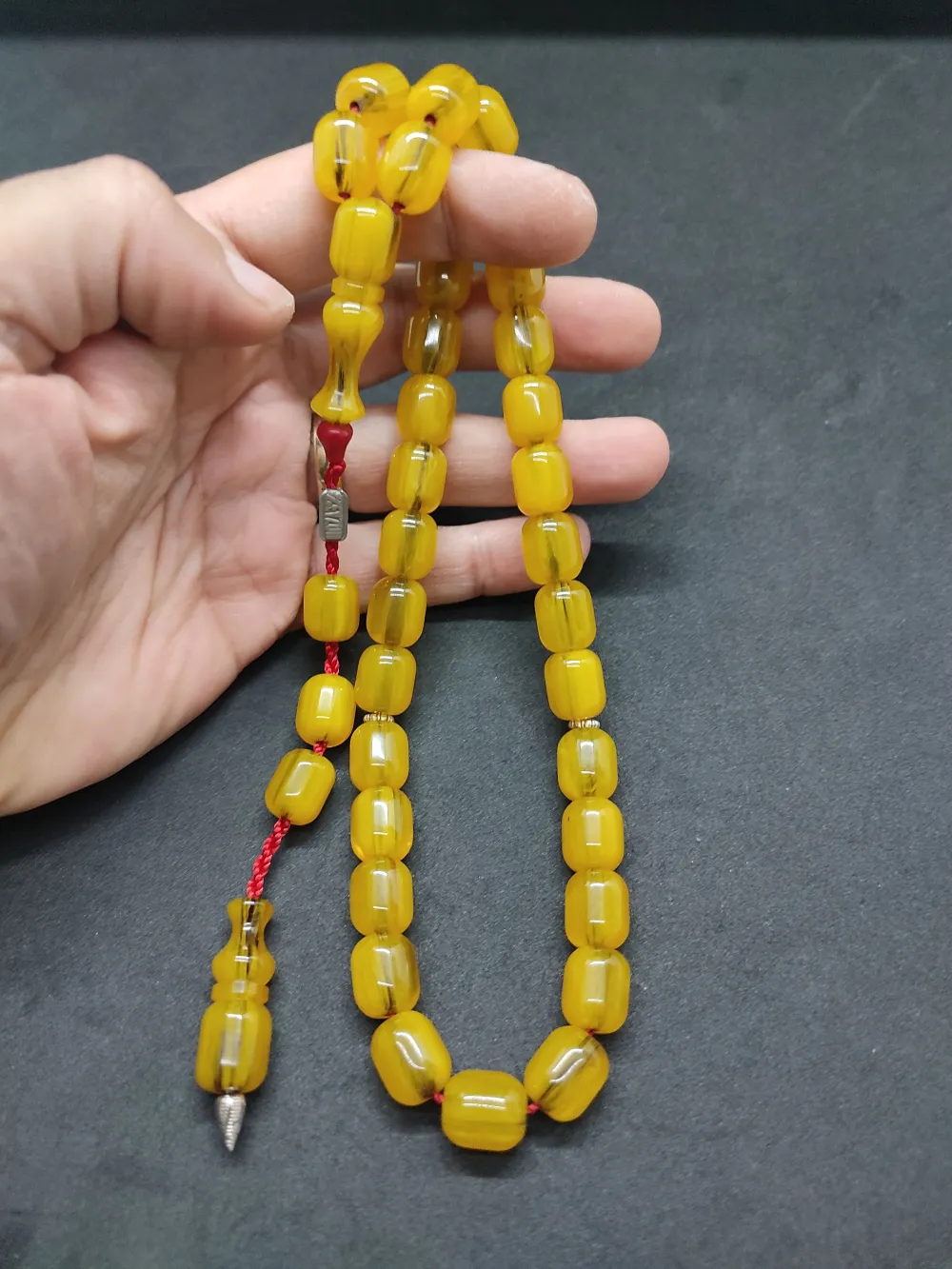 Zeyzun Usta Eseri̇ Di̇k Damar (İmza Çi̇vi̇ Ara Pulları Gümüş) Sıkma Kehri̇bar küçük resim 4