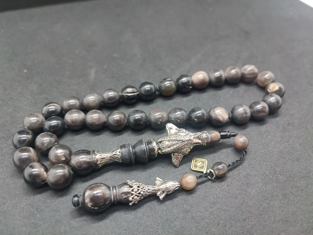 Hakan Kaya Usta  El İşçi̇li̇kli̇ Ağır Gümüş Nakkaşlı İri̇ Boy Naturel Bufalo Boynuzu