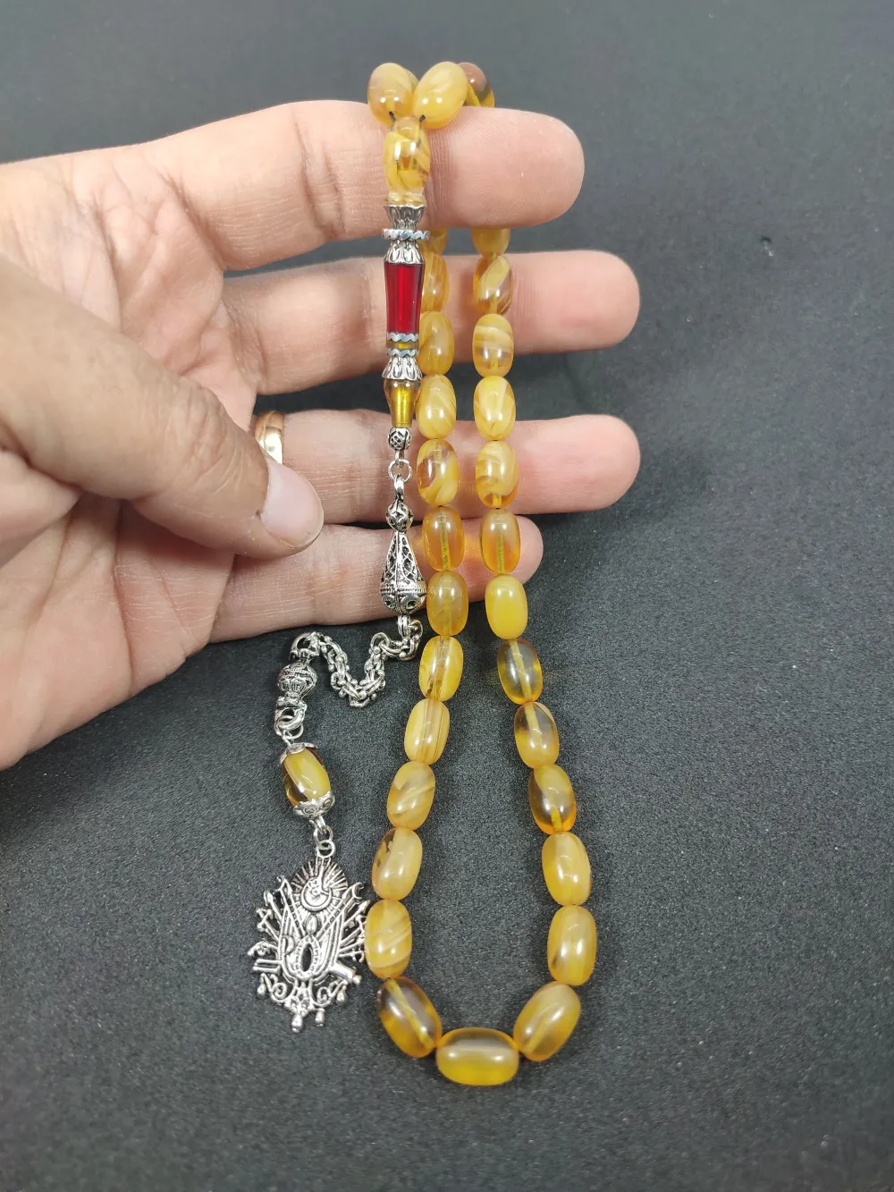 Şevket Alkan Usta İşi̇ 925 Ayar Gümüş Nakkaş İmame  Sıkma Kehri̇bar küçük resim 5