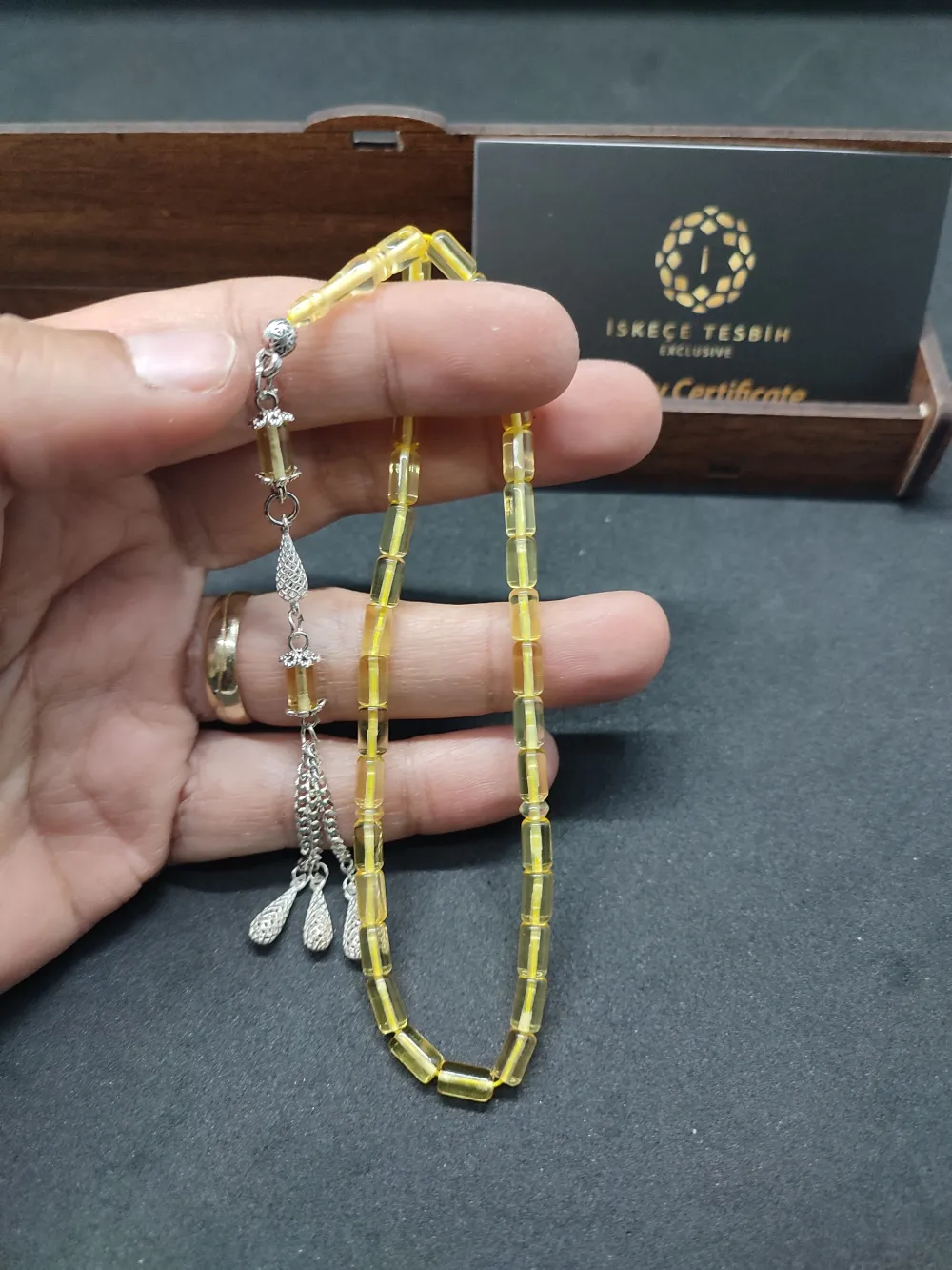 Ahşap Kutulu  4 Gr. Gümüş Püsküllü 5 Gr. Ukrayna Kaya Damla Bi̇lek Boy küçük resim 5