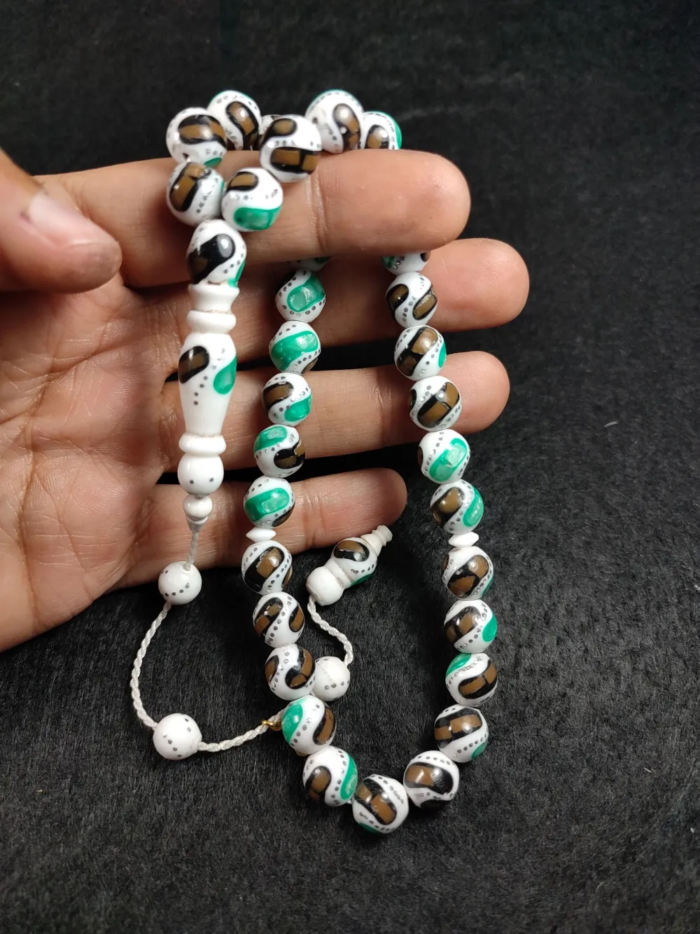 Furkan Gül Usta İşi̇  İmzalı Mi̇neli̇ Fi̇ruze Ve Gümüş Çakımlı  Deve Kemi̇ği̇ küçük resim 5