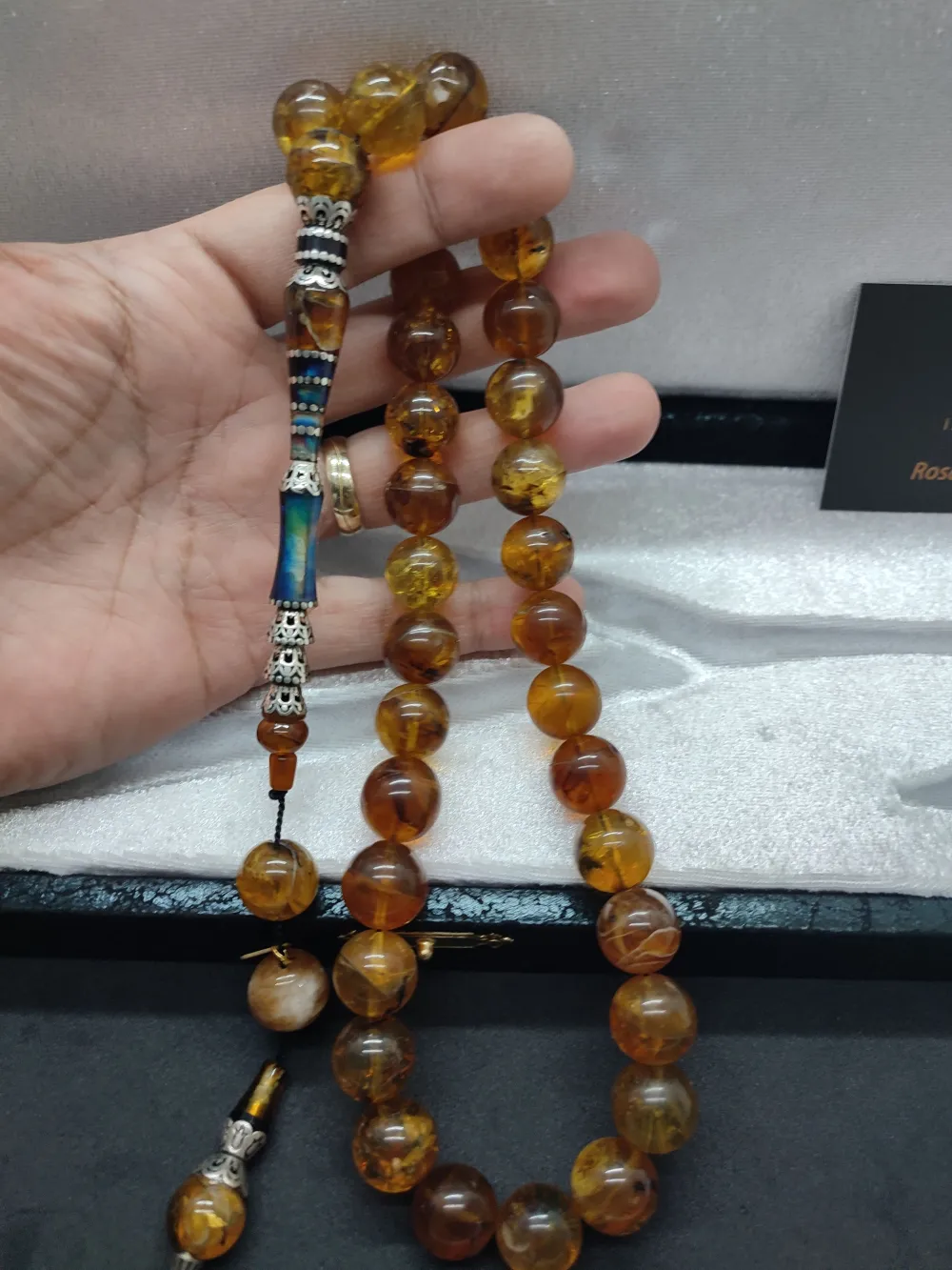 Vıp Deri̇ Kutulu 1000 Ayar Gümüş Nakkaşlı Fosi̇lli̇ 78.25 Gr. Rus  Kaya Damla küçük resim 4