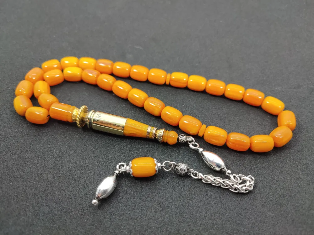 İmame Mermi̇ Kovanı Ve 925 Ayar Gümüş Nakkaş Kombi̇nli̇ Sıkma Kehri̇bar küçük resim 3