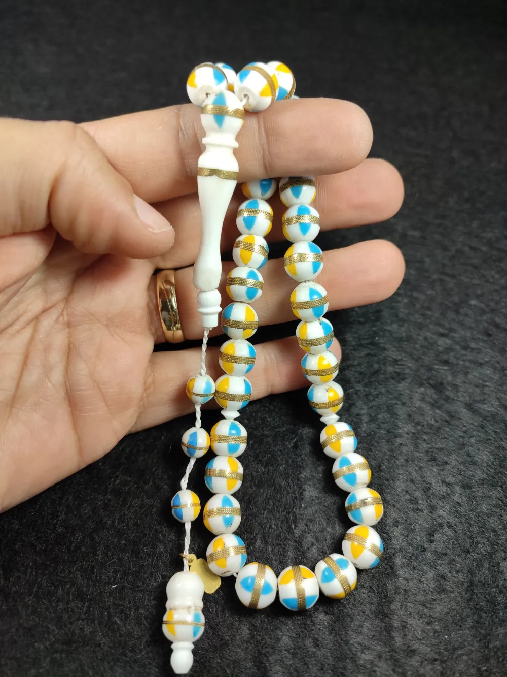 İskeçeli̇ Cemi̇l Usta İşi̇ İmzalı Fi̇ruze İşlemeli̇ Sarmal  Deve Kemi̇ği̇ küçük resim 5