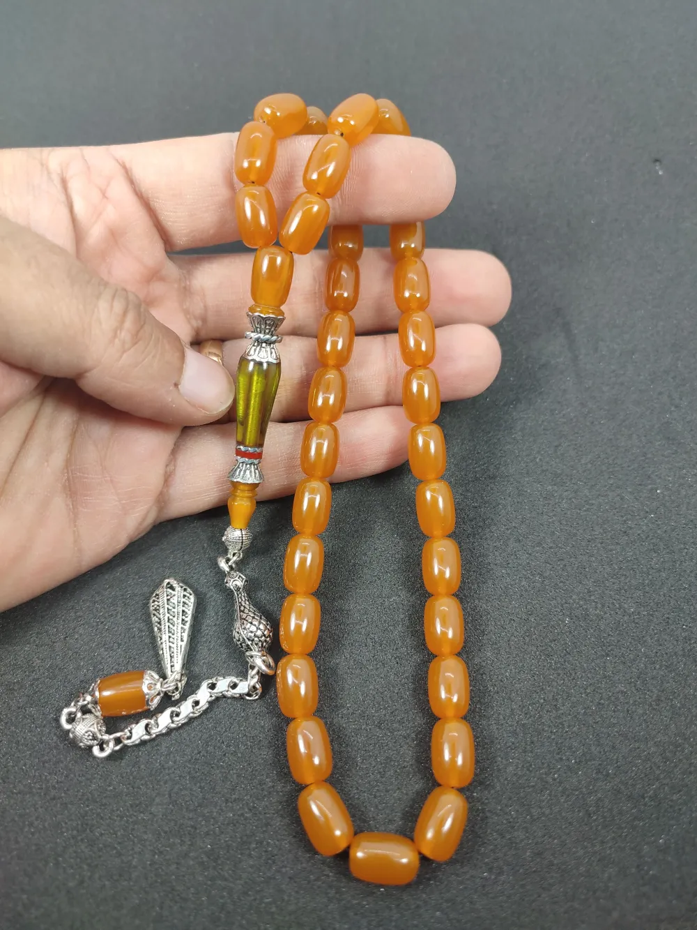 Şevket Alkan Usta İşi̇ 925 Ayar Gümüş Nakkaş İmame  Sıkma Kehri̇bar küçük resim 5