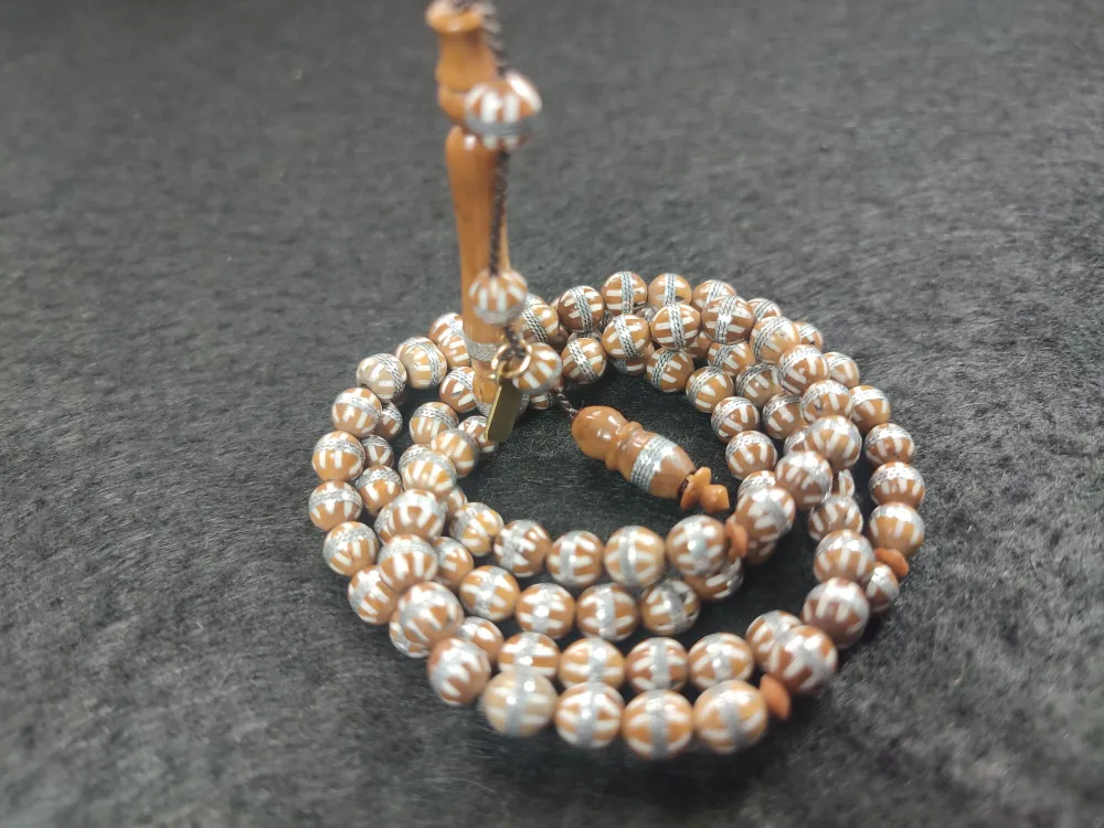 Hakan Kaya Usta Eseri̇ 925 Ayar Gümüş Sarmal Kuka Namaz Tesbi̇hi̇ küçük resim 3