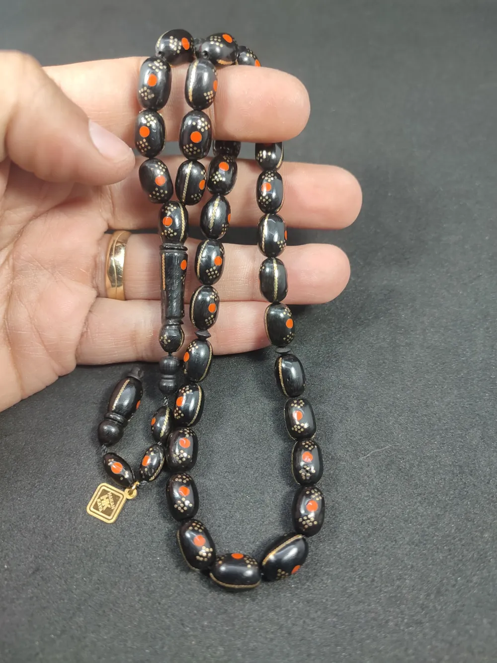 Hakan Kaya Usta Eseri̇ 3'Lü Gümüş Yarma Gümüş Çakımlı Mi̇neli̇ İnci̇ Si̇yahı Kuka küçük resim 5