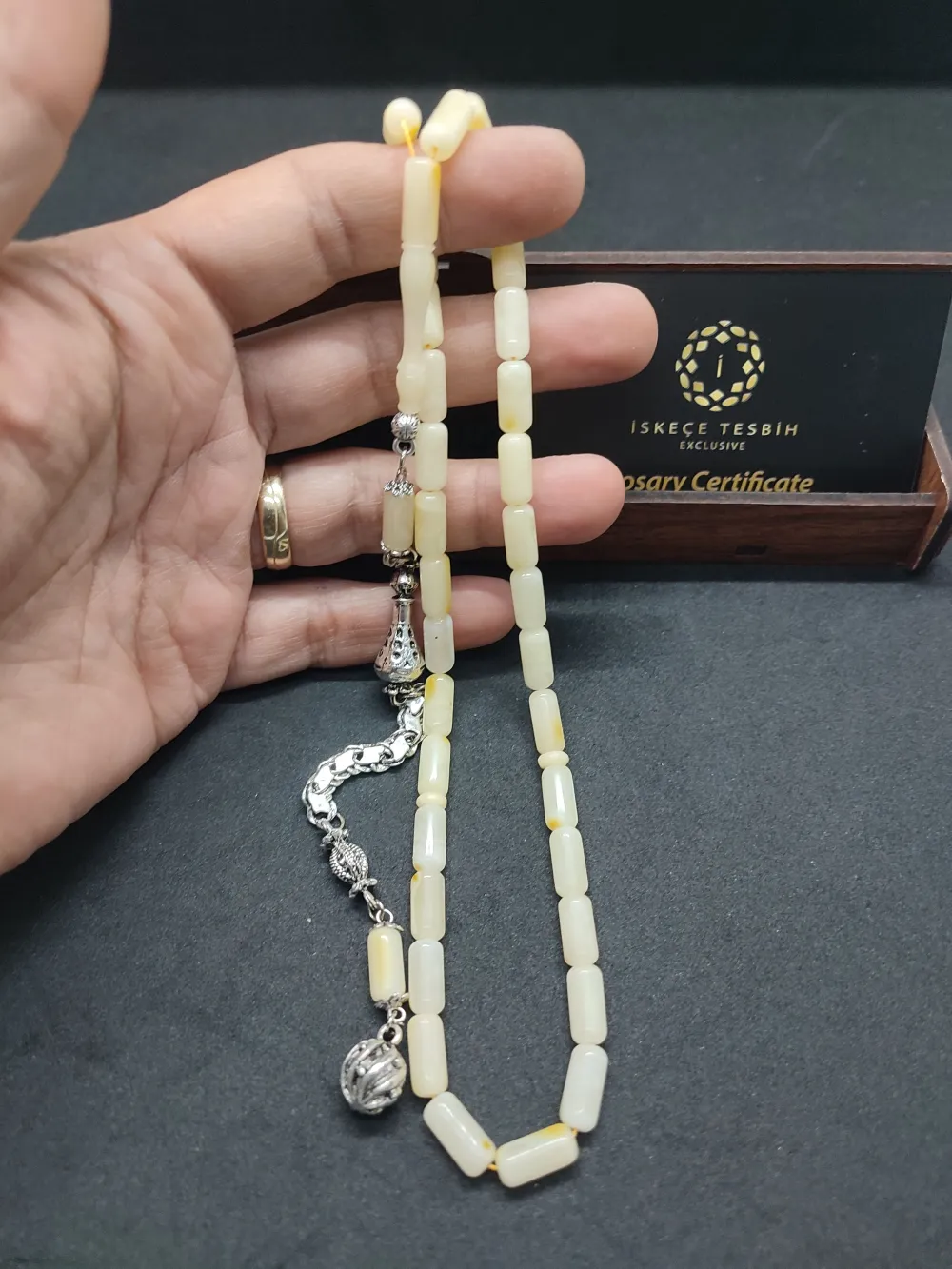 Ahşap Kutulu  Gümüş Püsküllü 13.08 Gr. Rus Kali̇ngrad Kaya Damla küçük resim 4