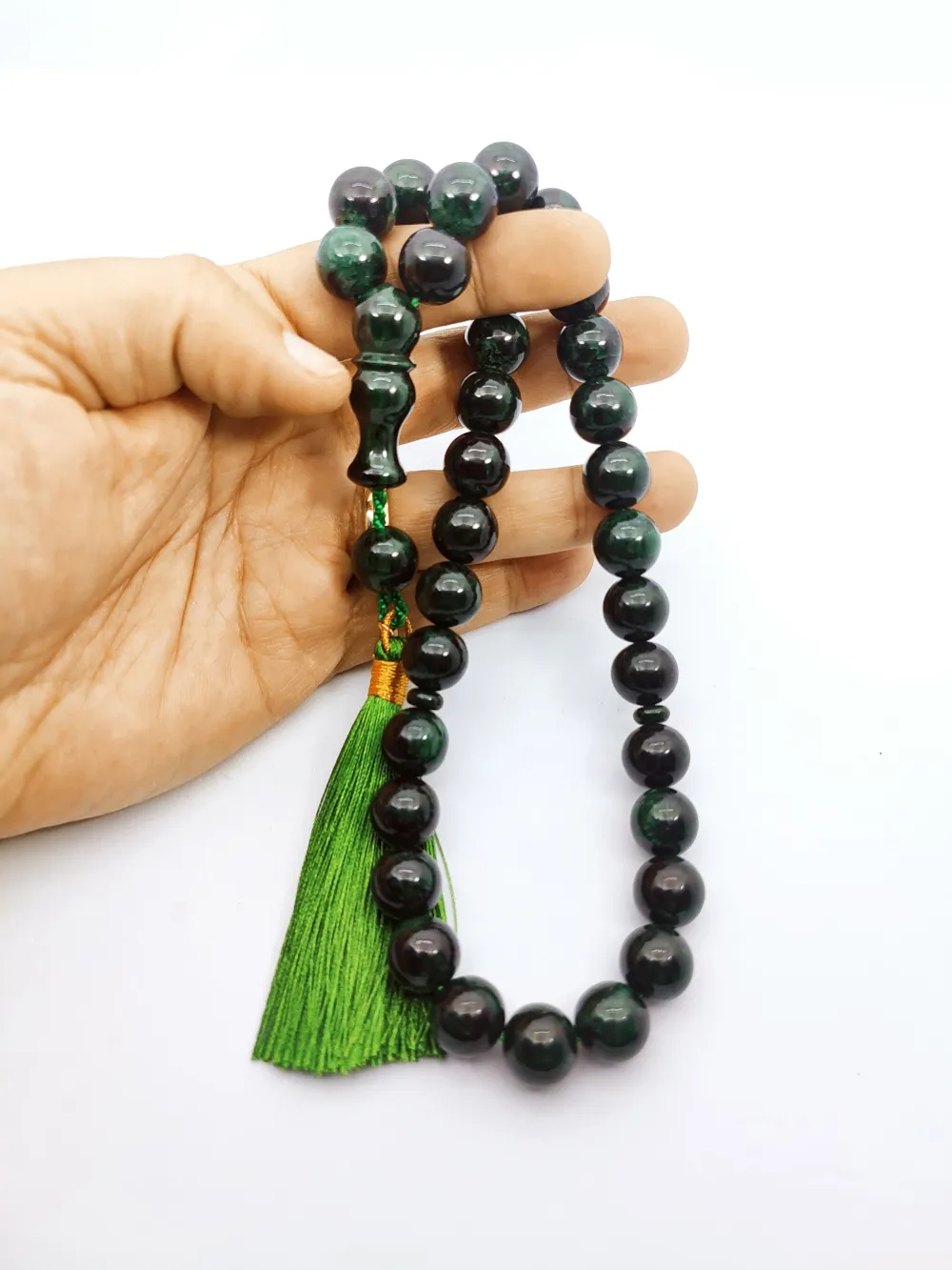 Ebu Zeyn Usta Eseri̇ İmzalı İri̇ Boy 12 Kat İpe Di̇zi̇li̇ Eski̇ Usul Sıkma Kehri̇bar küçük resim 5