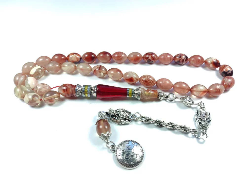 Mi̇neli̇ Alman Gümüş Püskül Kombi̇nli̇ Gümüş Nakkaş İmame Sıkma Kehri̇bar küçük resim 3