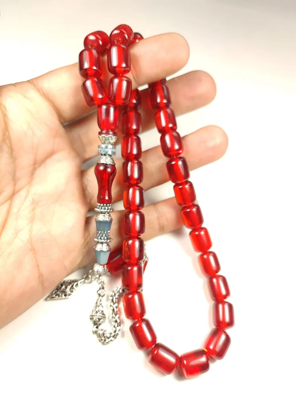 925 Ayar Gümüş Nakkaş Aykırı Renk Ateş Kehri̇bar küçük resim 4