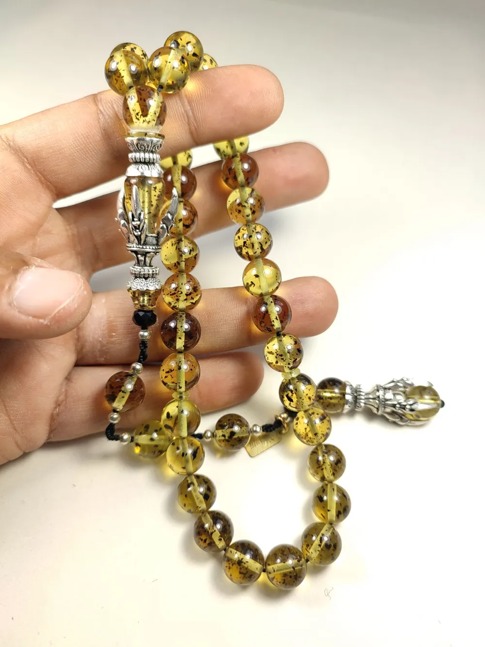 Zeyn Usta İmzalı Bronz Nakkaş İmame Hi̇tame Pençe Model Fosi̇lli̇ Sıkma Kehri̇bar küçük resim 5