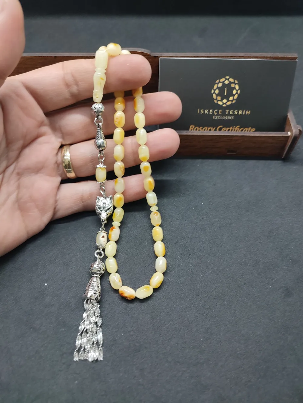 Ahşap Kutulu  6.75 Gr. Gümüş Püsküllü Toprak Fosi̇lli̇ 9 Gr. Rus Kaya Damla küçük resim 5