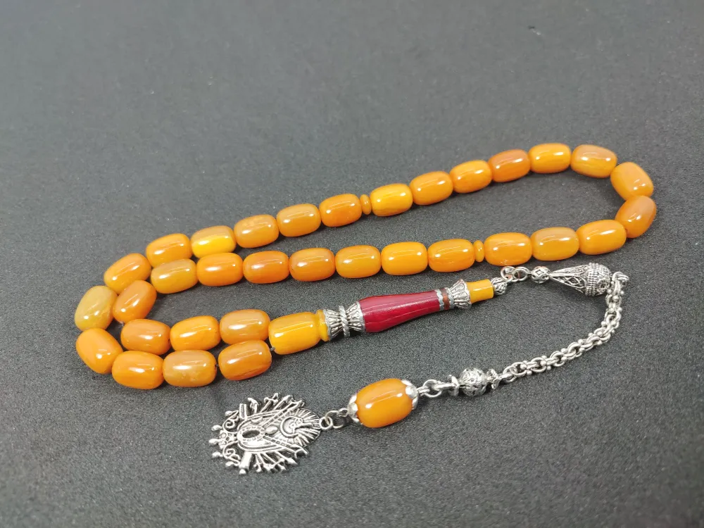 Şevket Alkan Usta İşi̇ 925 Ayar Gümüş Nakkaş İmame  Sıkma Kehri̇bar küçük resim 3