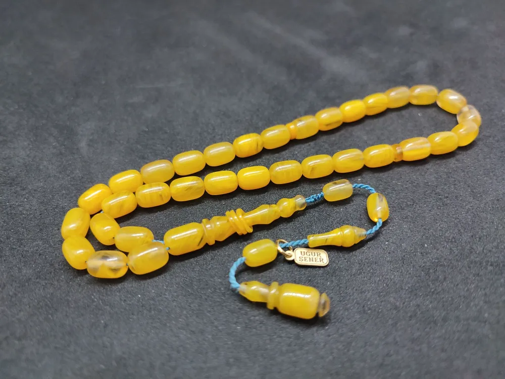 Uğur Şener Usta Eseri̇ İmame Halkalı Çi̇ft Kat Ci̇lalı Sıkma Kehri̇bar küçük resim 3