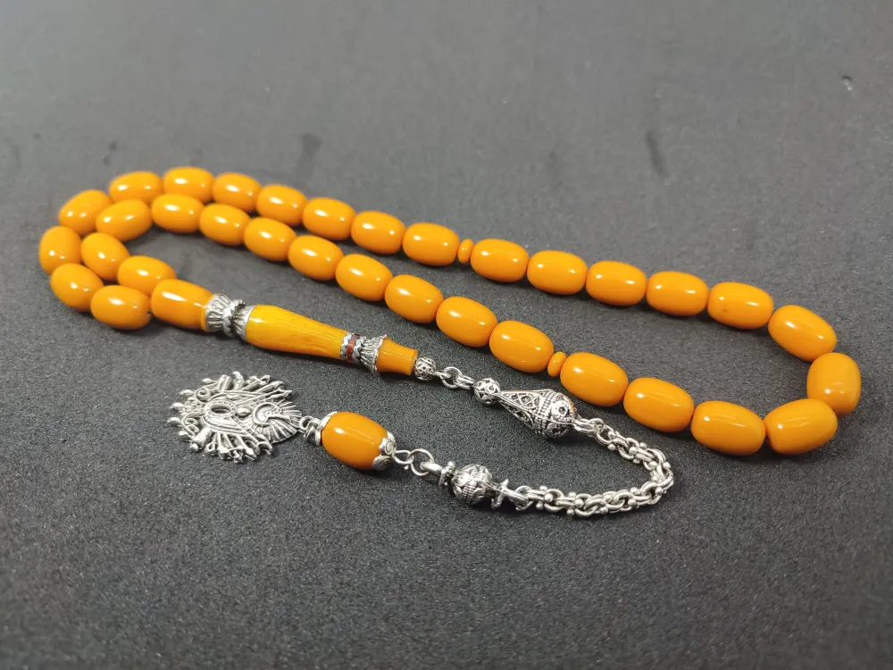 Şevket Alkan Usta İşi̇ 925 Ayar Gümüş Nakkaş İmame  Sıkma Kehri̇bar