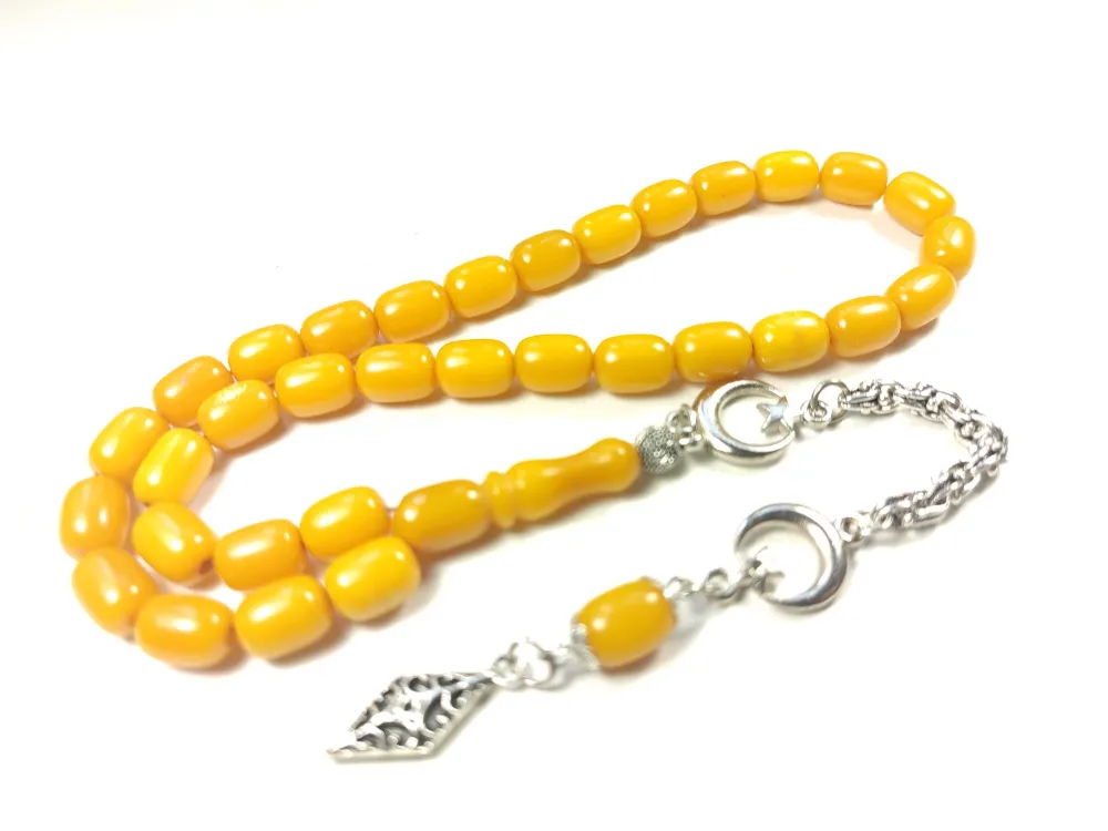 Gümüş Kaplama Püsküllü Çi̇ft Zımpara Çi̇ft Kat Ci̇lalı Sıkma Kehri̇bar