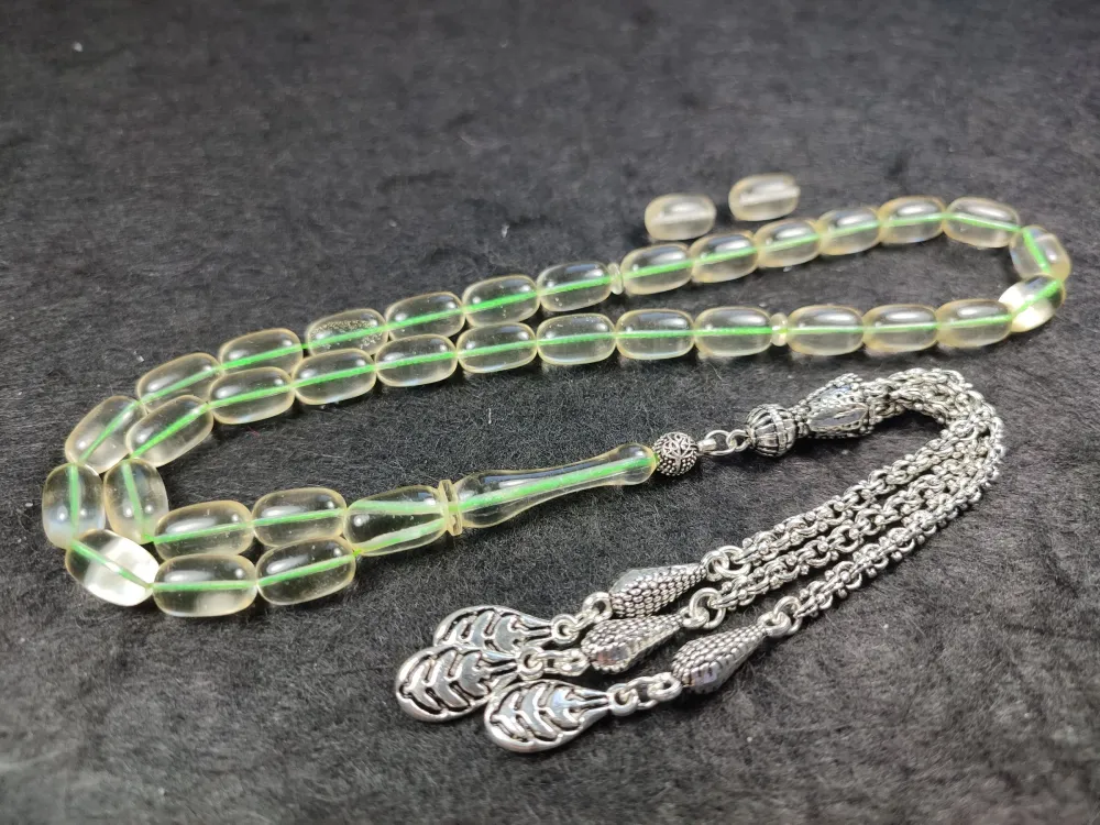 19.03 Gr. Gümüş Püsküllü 0.6 Şeffaf Deli̇m Damla Kehri̇bar (Su Damlası) küçük resim 3