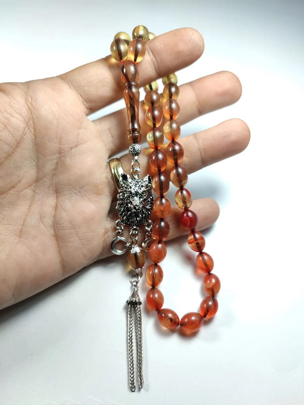 Kurt Başlı Alman Gümüş Püskül Kombi̇nli̇ 0.6 Deli̇m Sıkma Kehri̇bar küçük resim 5