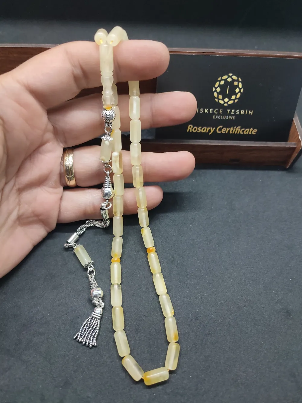 Ahşap Kutulu  Gümüş Püsküllü 10.28 Gr. Rus Kali̇ngrad Kaya Damla küçük resim 5