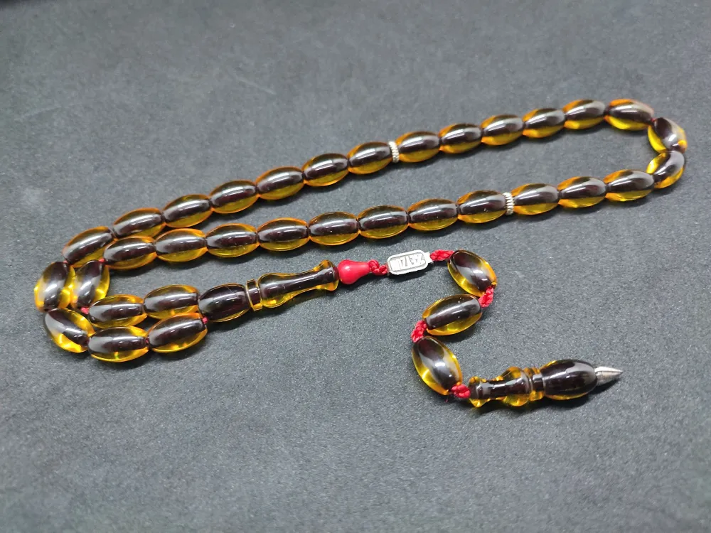 Zeyzun Usta Eseri̇ Di̇k Damar (İmza Çi̇vi̇ Ara Pulları Gümüş) Sıkma Kehri̇bar küçük resim 2