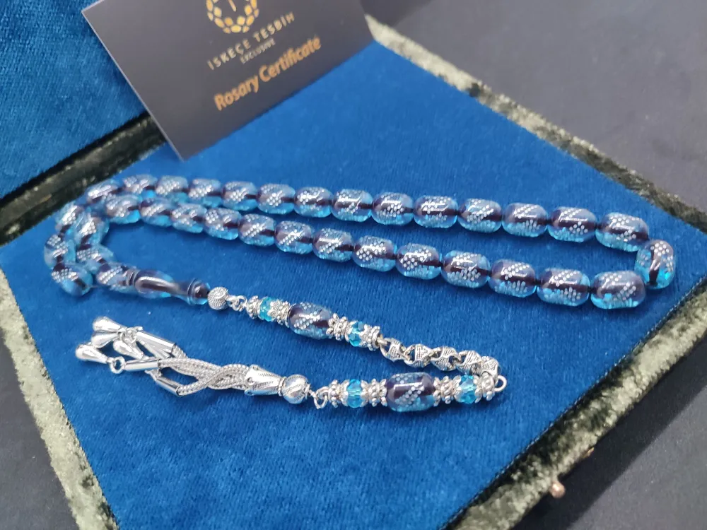 925 Ayar Gümüş Çakımlı 475 Ayar Gümüş Püsküllü Ateş-İ Kehri̇bar küçük resim 3