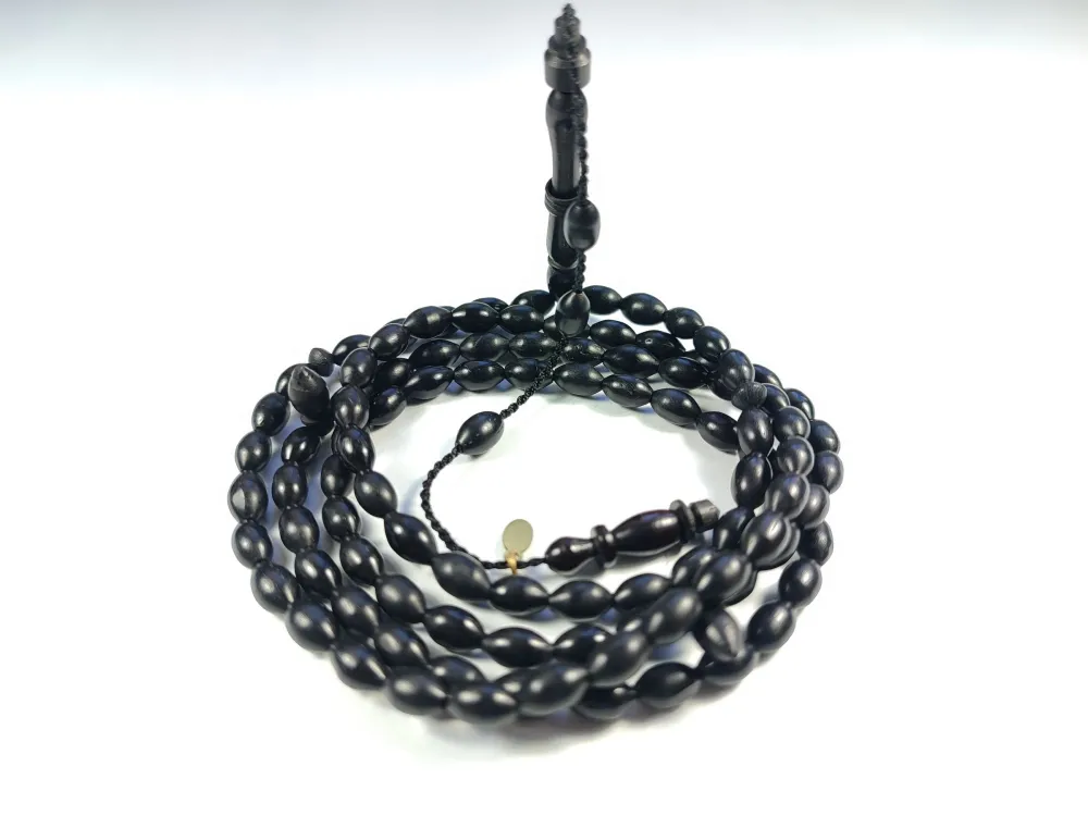 Junai̇d Hasan Usta İşi̇ İmzalı Si̇yah Kuka Namaz Tesbi̇hi̇