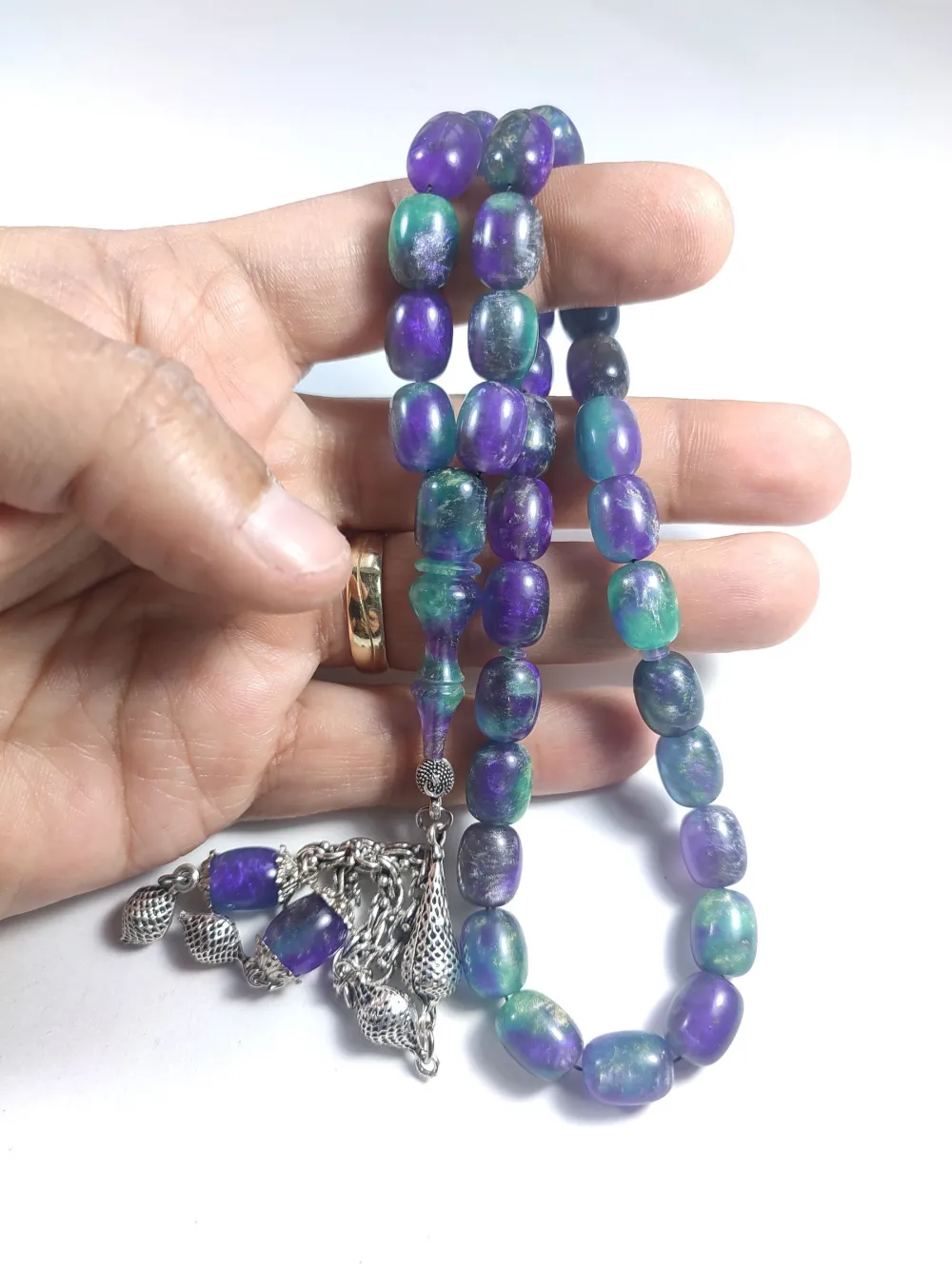 Gümüş Kaplama Püsküllü Mühürlü Senteti̇k Opal küçük resim 4