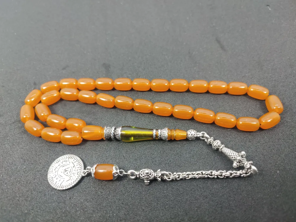 Şevket Alkan Usta İşi̇ 925 Ayar Gümüş Nakkaş İmame  Sıkma Kehri̇bar küçük resim 3