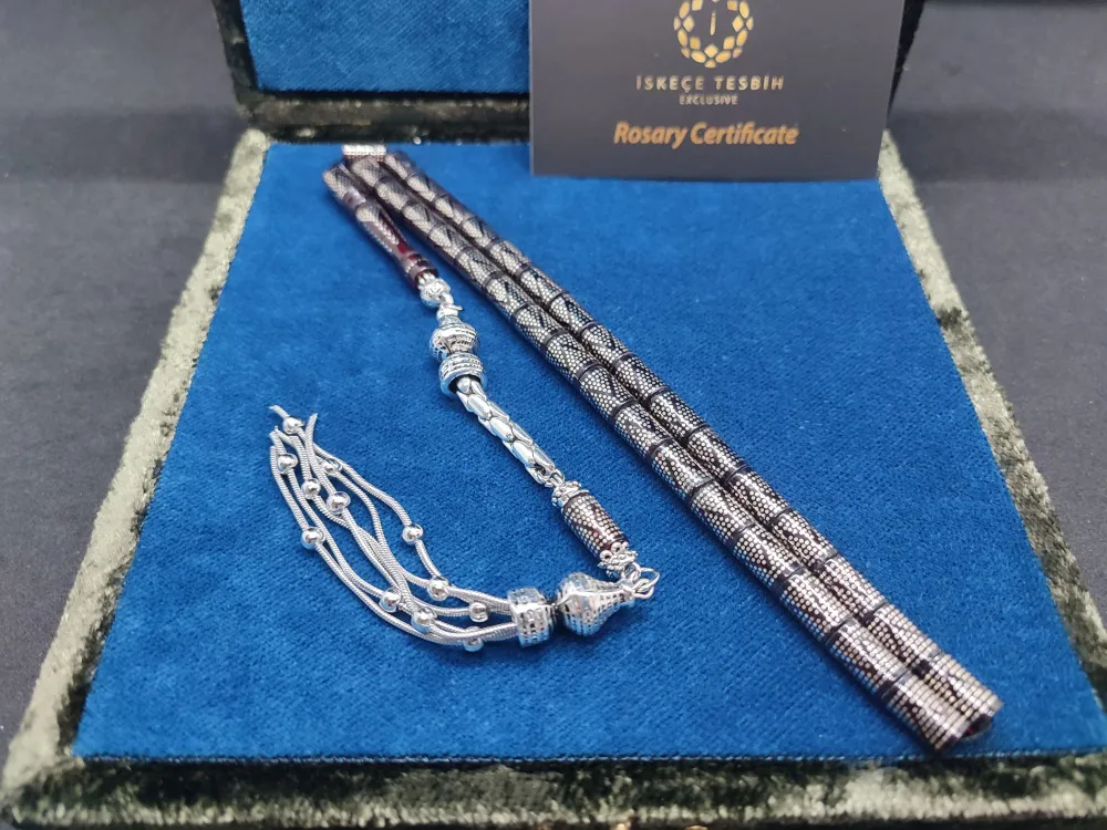 925 Ayar Yoğun Gümüş Çakımlı 475 Ayar Gümüş Püsküllü Ateş-İ Kehri̇bar