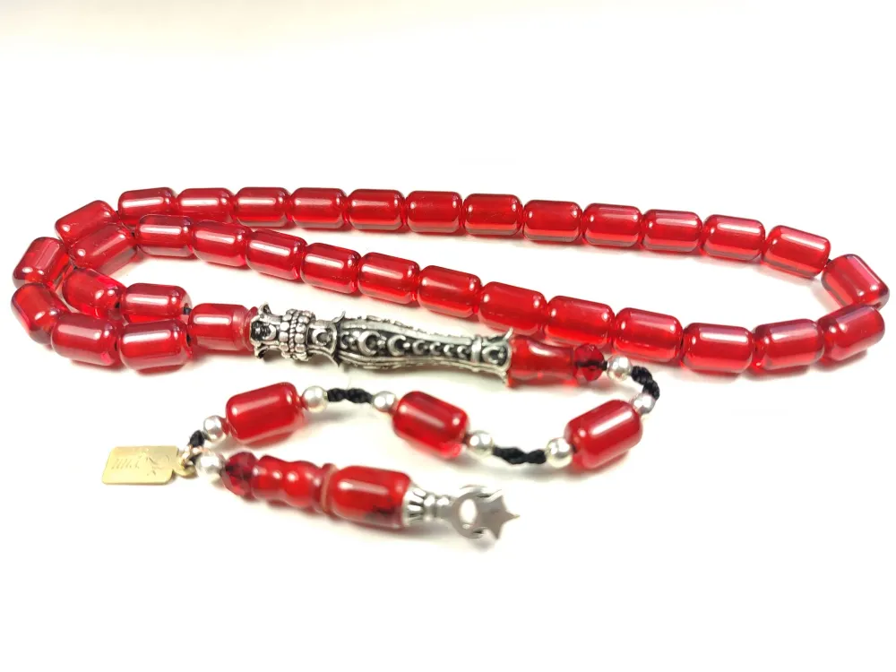 Zeyn Usta İmzalı 925 Ayar Nakkaş İmame Ayyıldız Moti̇fli̇ Hi̇tame Ateş Kehri̇bar küçük resim 2