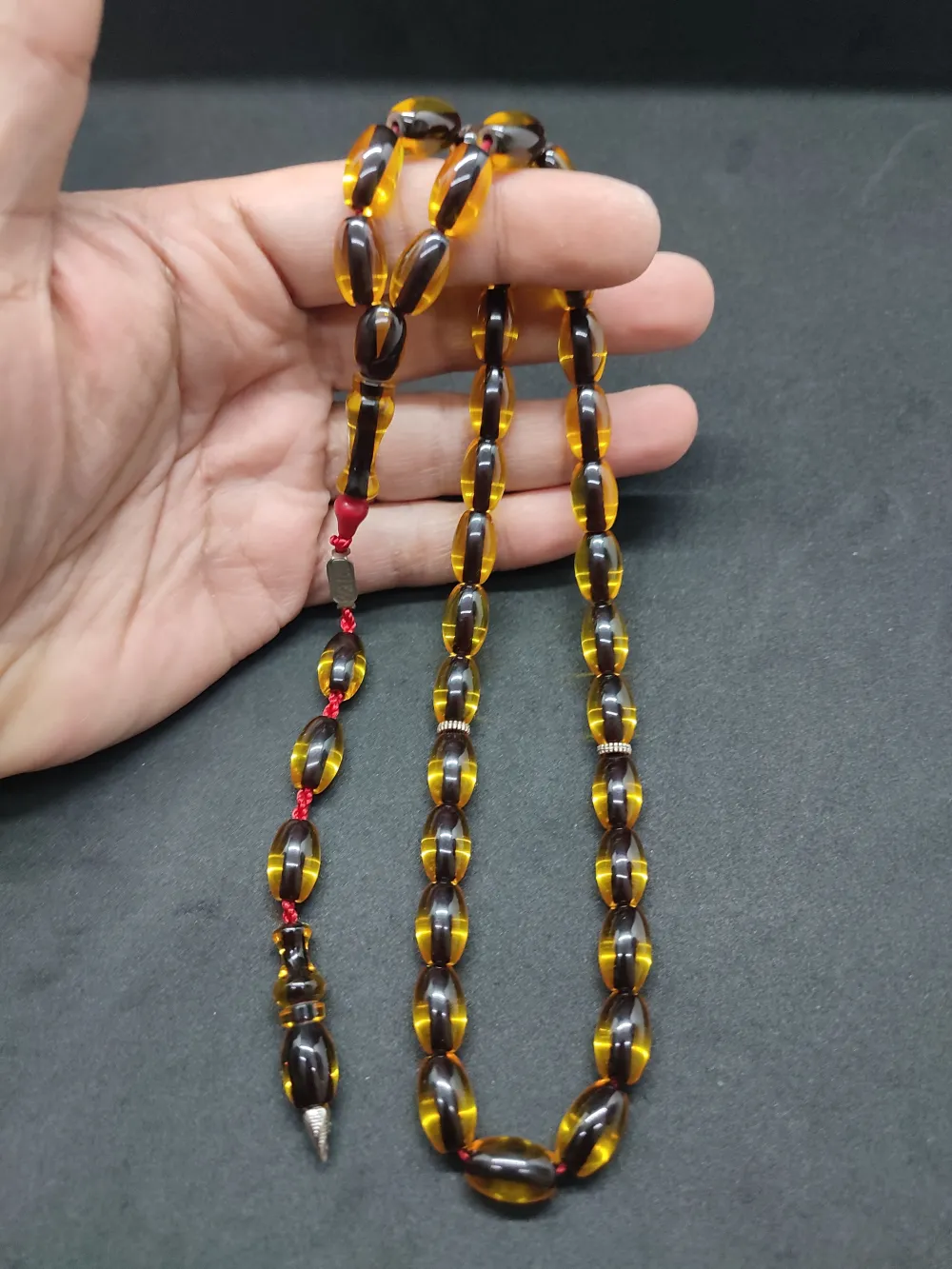 Zeyzun Usta Eseri̇ Di̇k Damar (İmza Çi̇vi̇ Ara Pulları Gümüş) Sıkma Kehri̇bar küçük resim 5