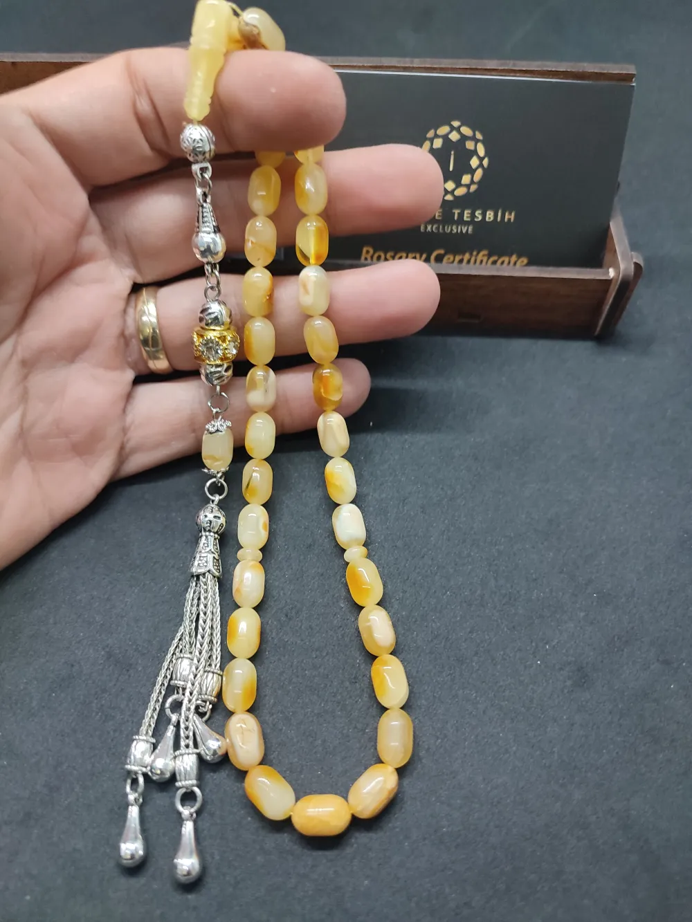 Ahşap Kutulu  6.75 Gr. Gümüş Püsküllü Toprak Fosi̇lli̇ 13.20 Gr. Rus Kaya Damla küçük resim 4