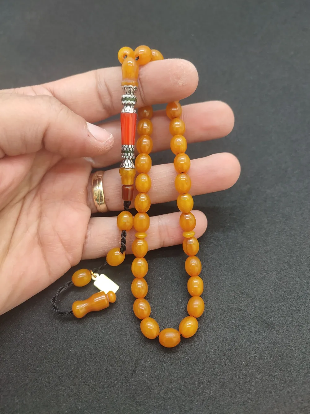 Zeyn Usta Eseri̇ Gümüş Nakkaş El Boy Sıkma Kehri̇bar küçük resim 5