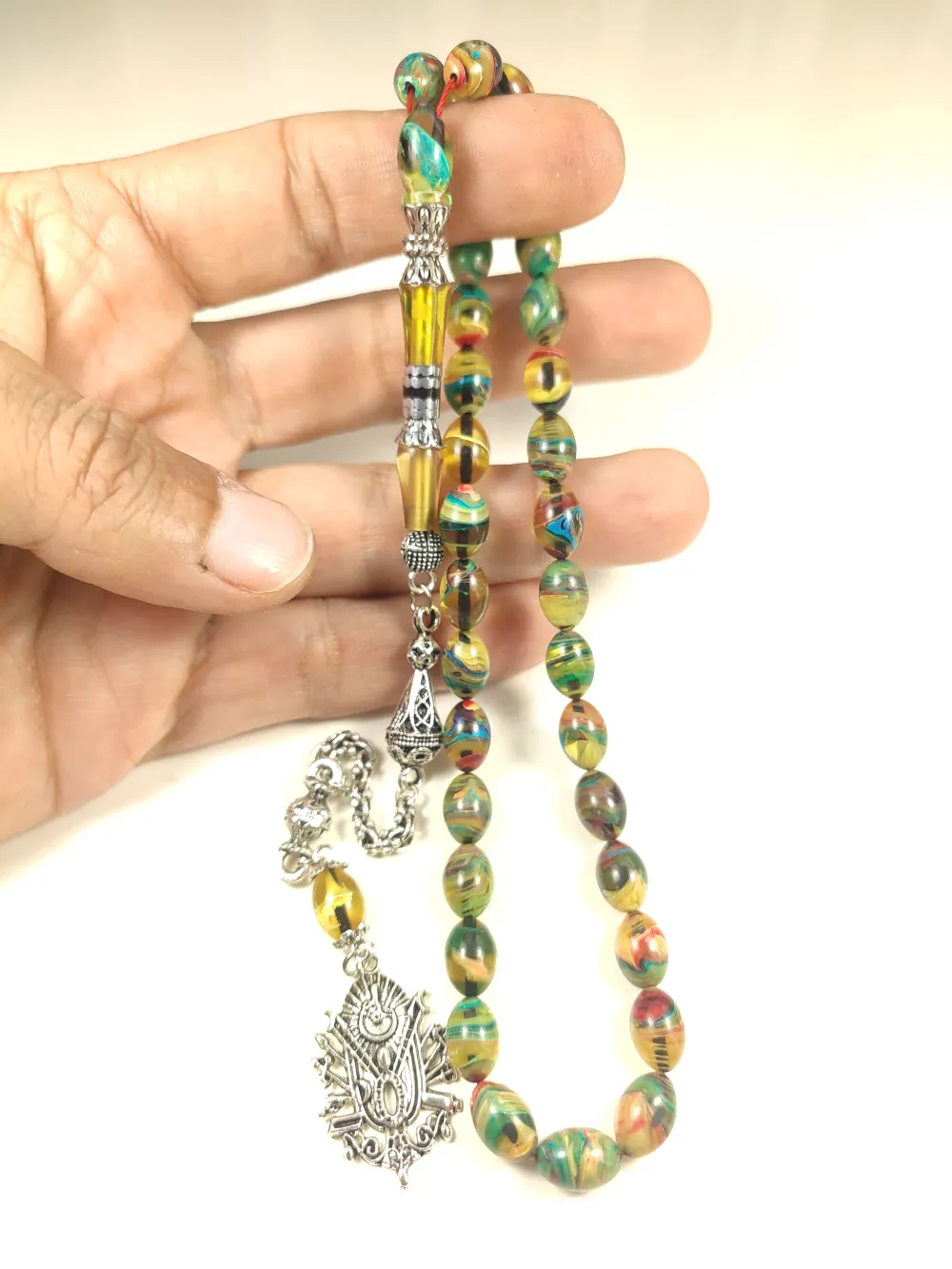 925 Ayar Gümüş Nakkaş İp Yolu Eski̇tme Multi̇ Color Sıkma Kehri̇bar küçük resim 5